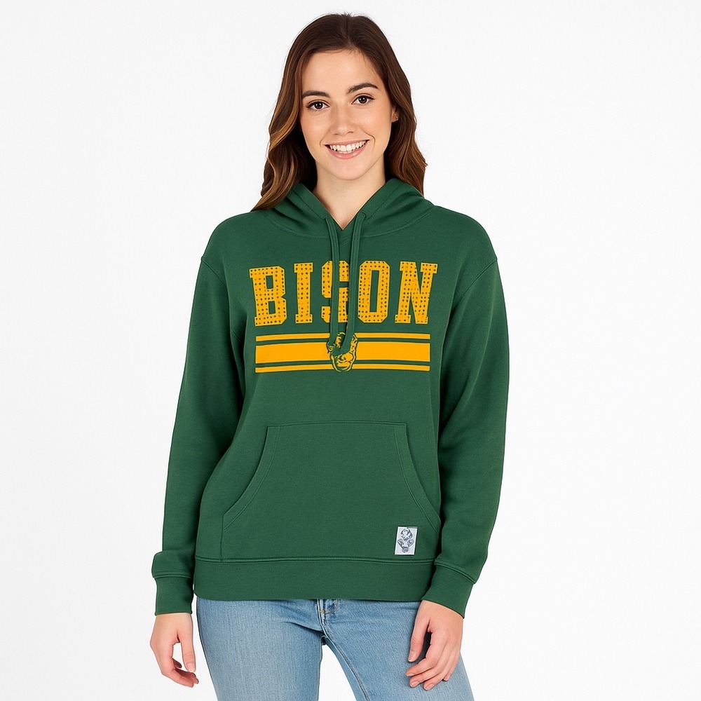 PINK Victoria's Secret Bison North‎ Dakota Green Pullover Hoodie - Women's